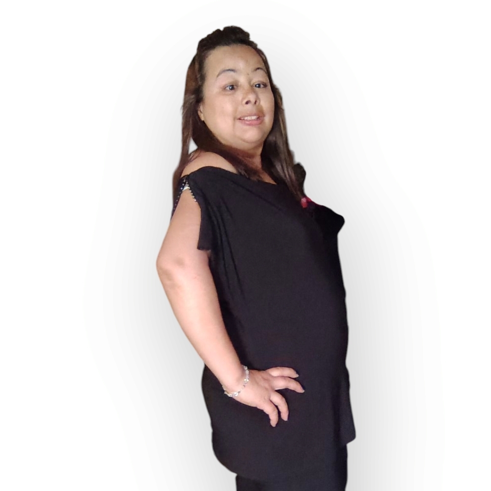 Jessica Black Draped Top – Size Large - Picture 10 of 15